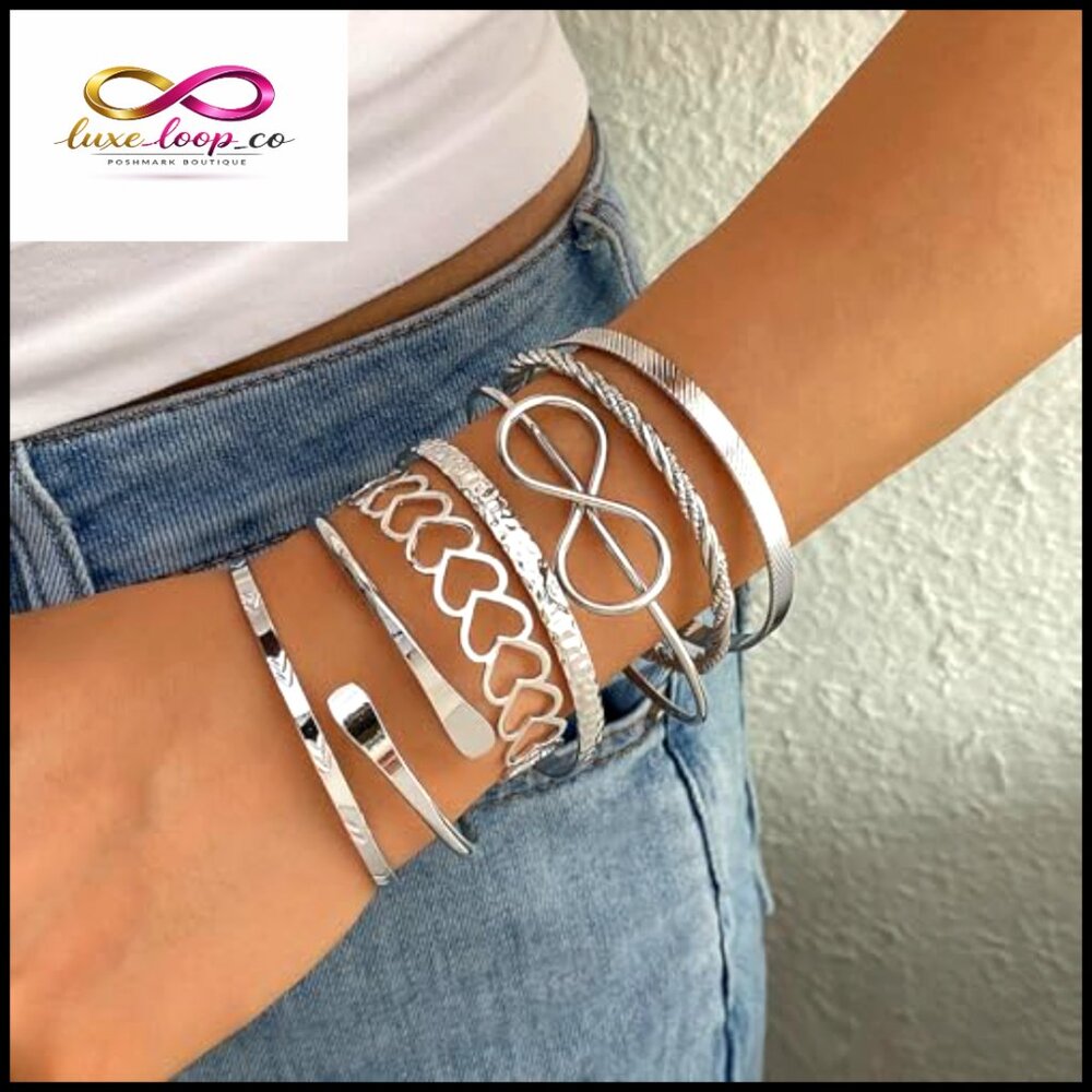 Silver Stackable Bangle Bracelets, 14k Plated, Ad… - image 2